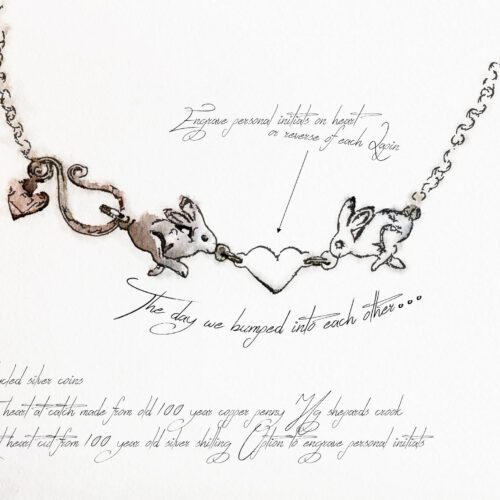 hare necklace individually handmade and recycled from an old Victorian silver coins
