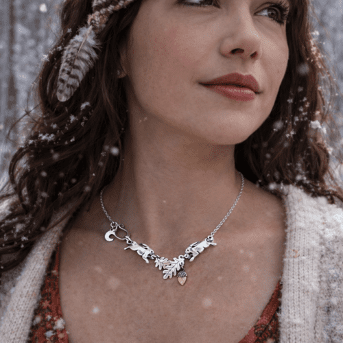 hare necklace individually handmade and recycled from an old Victorian silver coins