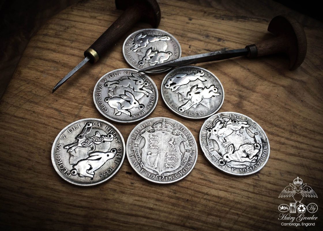 hare necklace individually handmade and recycled from an old Victorian silver coins