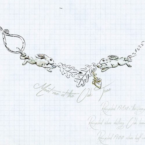 hare necklace individually handmade and recycled from an old Victorian silver coins