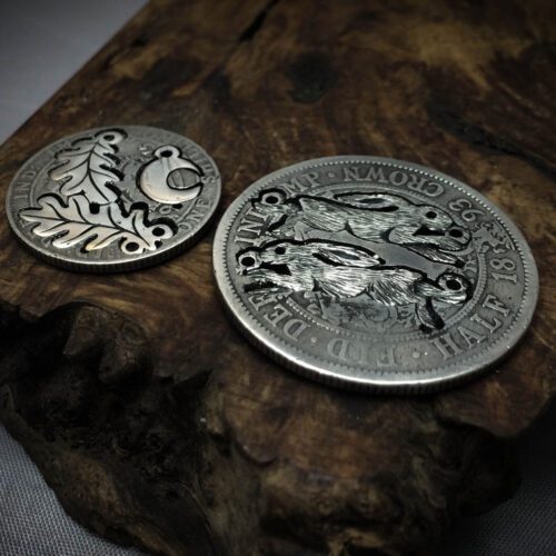 hare necklace individually handmade and recycled from an old Victorian silver coins
