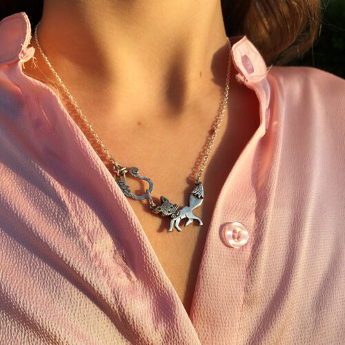 fox necklace pendant handmade and recycled silver coin jewellery handcrafted in an independent ethical studio workshop
