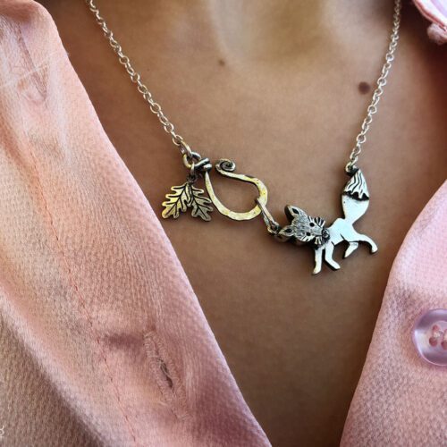fox necklace pendant handmade and recycled silver coin jewellery handcrafted in an independent ethical studio workshop