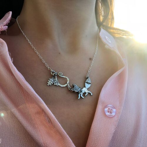 fox necklace pendant handmade and recycled silver coin jewellery handcrafted in an independent ethical studio workshop