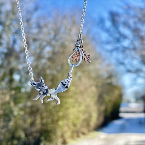 fox necklace made from silver coins
