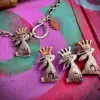 Moon gazing rabbit necklace handmade and recycled silver coins moon gazing hare charm for a tree sculpture, necklace or bracelet