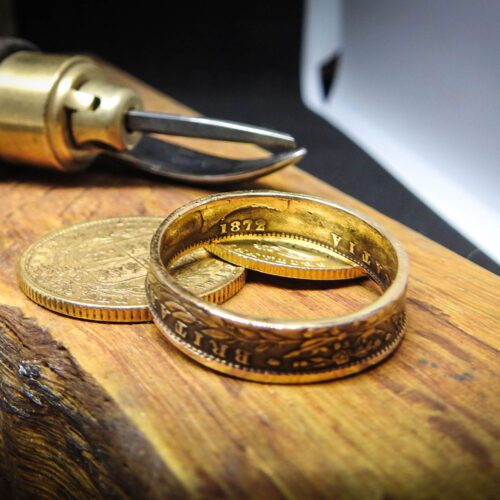 Handcrafted and recycled 22ct gold coin wedding rings