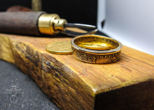 Handcrafted and recycled 22ct gold coin wedding rings