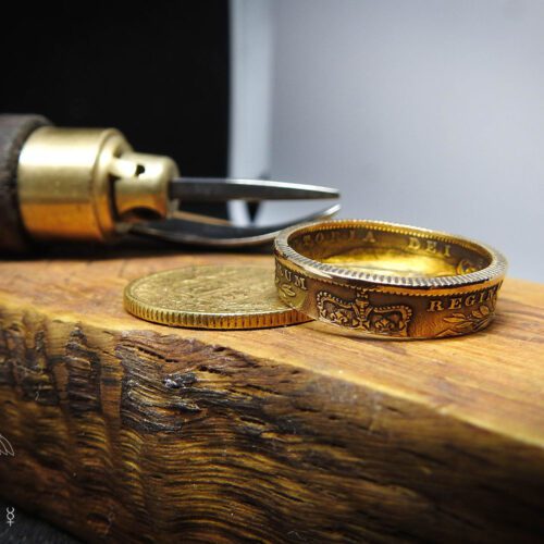 Handcrafted and recycled 22ct gold coin wedding rings