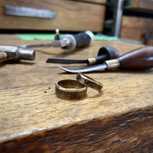 gold coin wedding ring ethical green eco-conscious recycled gold wedding rings made from gold coins