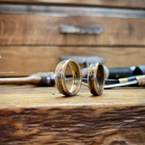 ethical green eco-conscious recycled gold wedding rings made from gold coins