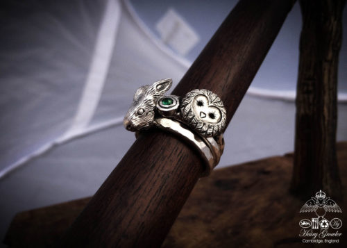 handcrafted and recycled silver hare-y-gr-owl-er Owl ring