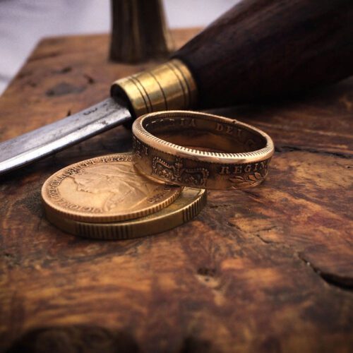 Handcrafted and recycled 22ct gold coin wedding rings