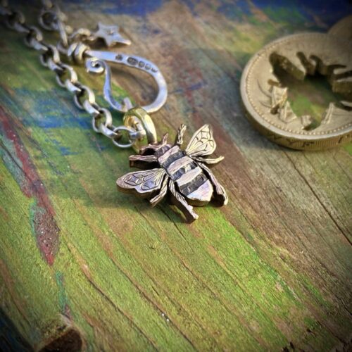 Bee jewellery handmade, handcrafted and completely recycled from old out of circulation coins. Each piece is ethically made in Cambridge England