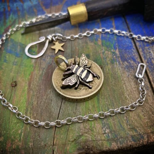 Bee jewellery handmade, handcrafted and completely recycled from old out of circulation coins. Each piece is ethically made in Cambridge England