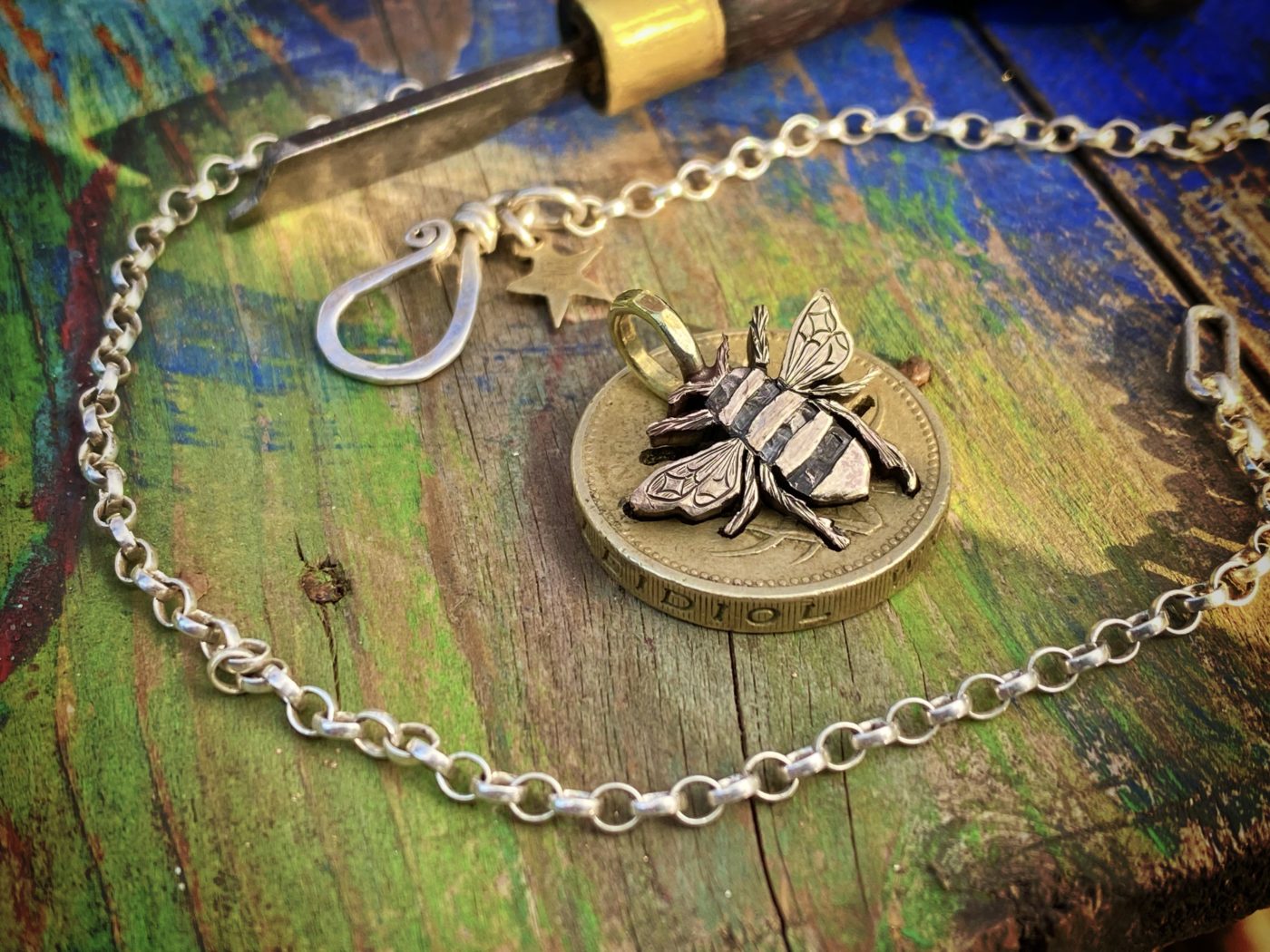 Bee jewellery handmade, handcrafted and completely recycled from old out of circulation coins. Each piece is ethically made in Cambridge England