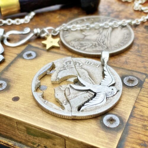 handcrafted silver swallow charm for a tree sculpture, necklace or bracelet