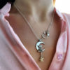 Moon hare jewellery handmade and recycled silver coin necklace made in an independent artisan workshop studio