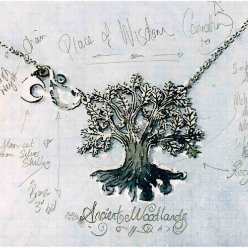 Handcrafted and recycled silver ancient woodland Tree of Life necklace made from a silver crown coin