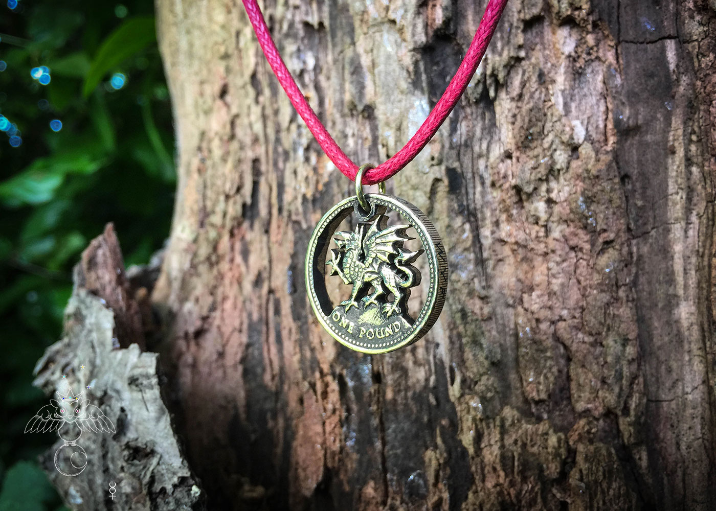 Welsh Dragon coin jewellery - hand cut recycled out of circulation old £1 coin