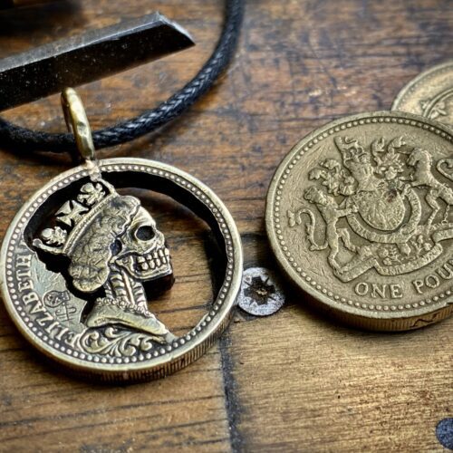 Hand Crafted and cut one pound coin pendants created from old, out of circulation pound coins, totally original and unique