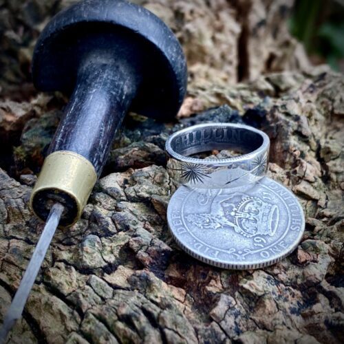 dandelion clock silver coin ring