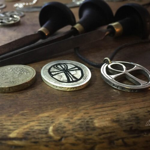 Handcrafted and recycled Egyptian ankh coin pendant necklace