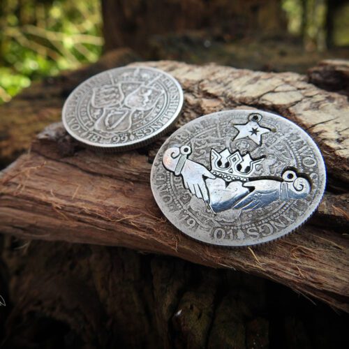 The Hairy Growler Love collection. Handcrafted and repurposed Victorian silver Florin Claddagh necklace by Hairy Growler.