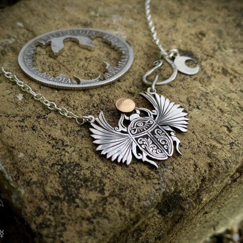 Scarab beetle jewellery - handmade and recycled silver & gold coins