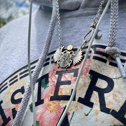 Scarab beetle jewellery - handmade and recycled silver & gold coins