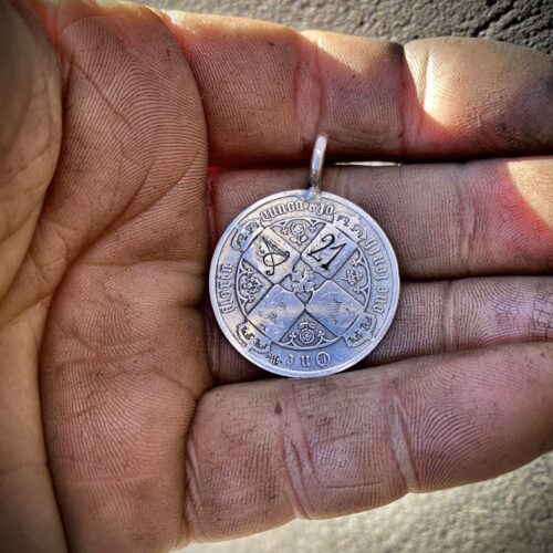 Hermetic principles jewelry handmade and upcycled silver coin all is mind necklace pendant