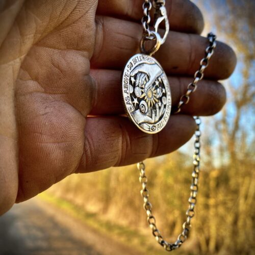 Hermetic principles jewelry handmade and upcycled silver coin all is mind necklace pendant