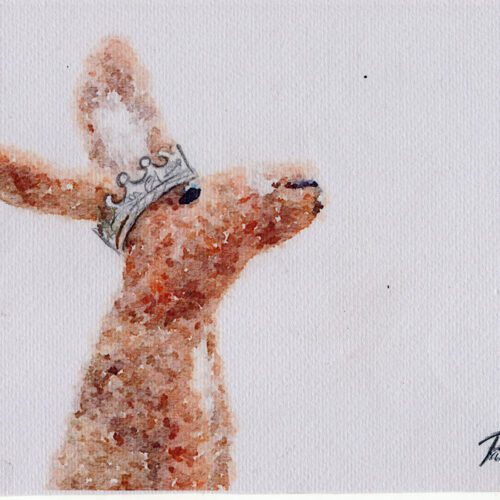 Hand felted brown hare with sterling silver crown recycled from a 100 year old silver coin