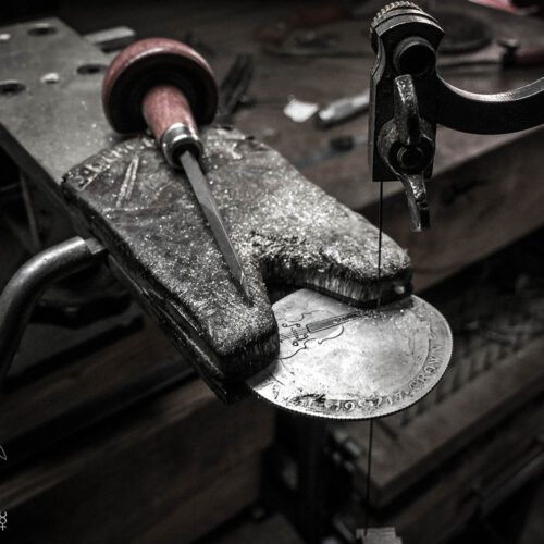 fiddle, violin necklace - handcrafted and recycled using silver coins