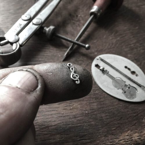 fiddle, violin necklace - handcrafted and recycled using silver coins