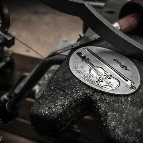 fiddle, violin necklace - handcrafted and recycled using silver coins