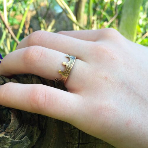 The Brown Hare King art hare gold sovereign crown coin ring, totally handcrafted and recycled. very unusual and interesting. Made in Cambridge and Gloucestershire, England, UK by Hairy Growler Jewellery Co in collaboration with the fabulous Carlin Anders