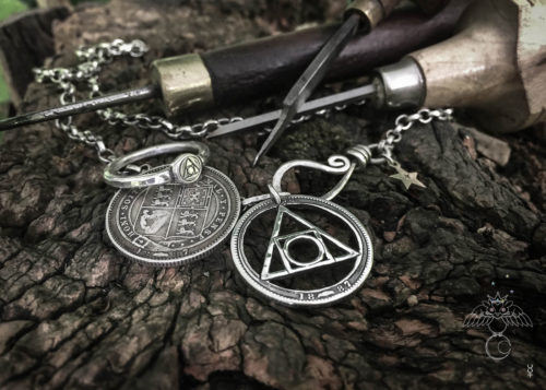 Hermetic jewellery handcrafted and recycled silver shilling quintessence philosophers stone necklace