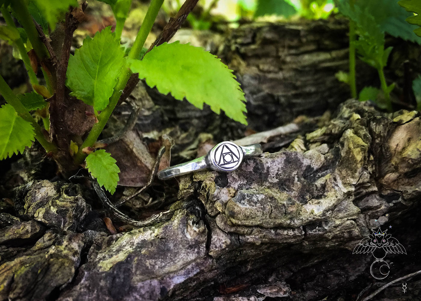 handcrafted and recycled silver philosophers stone quintessence symbol ring