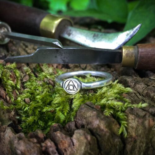 handcrafted and recycled silver philosophers stone quintessence symbol ring