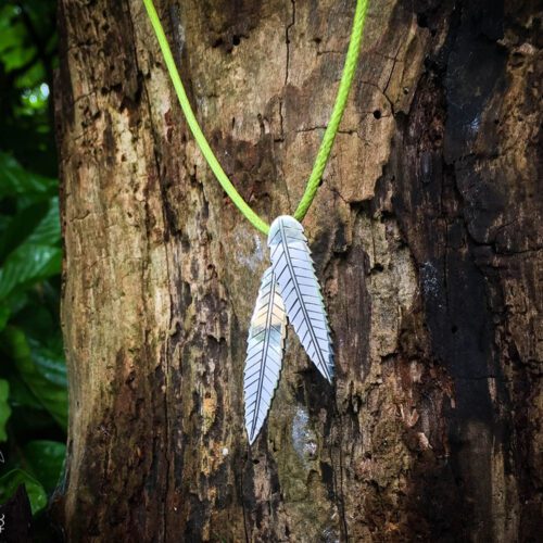 handcrafted and recycled silver florin coin rowan leaf leaves necklace