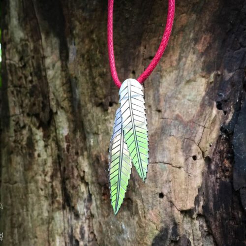 handmade and upcycled silver florin coin rowan leaf leaves necklace