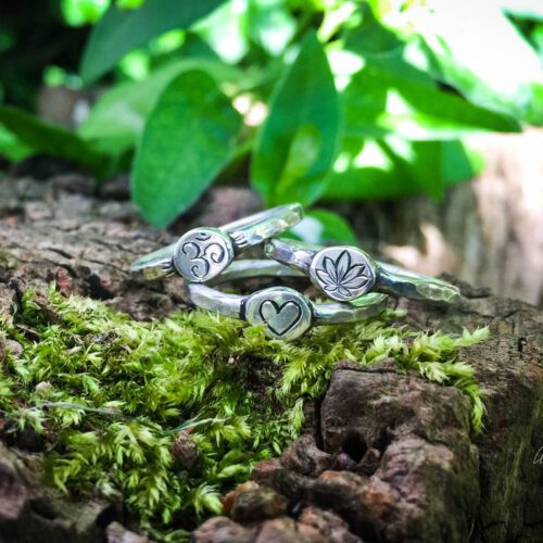 handcrafted and recycled silver symbols of love personalised initial stacking rings
