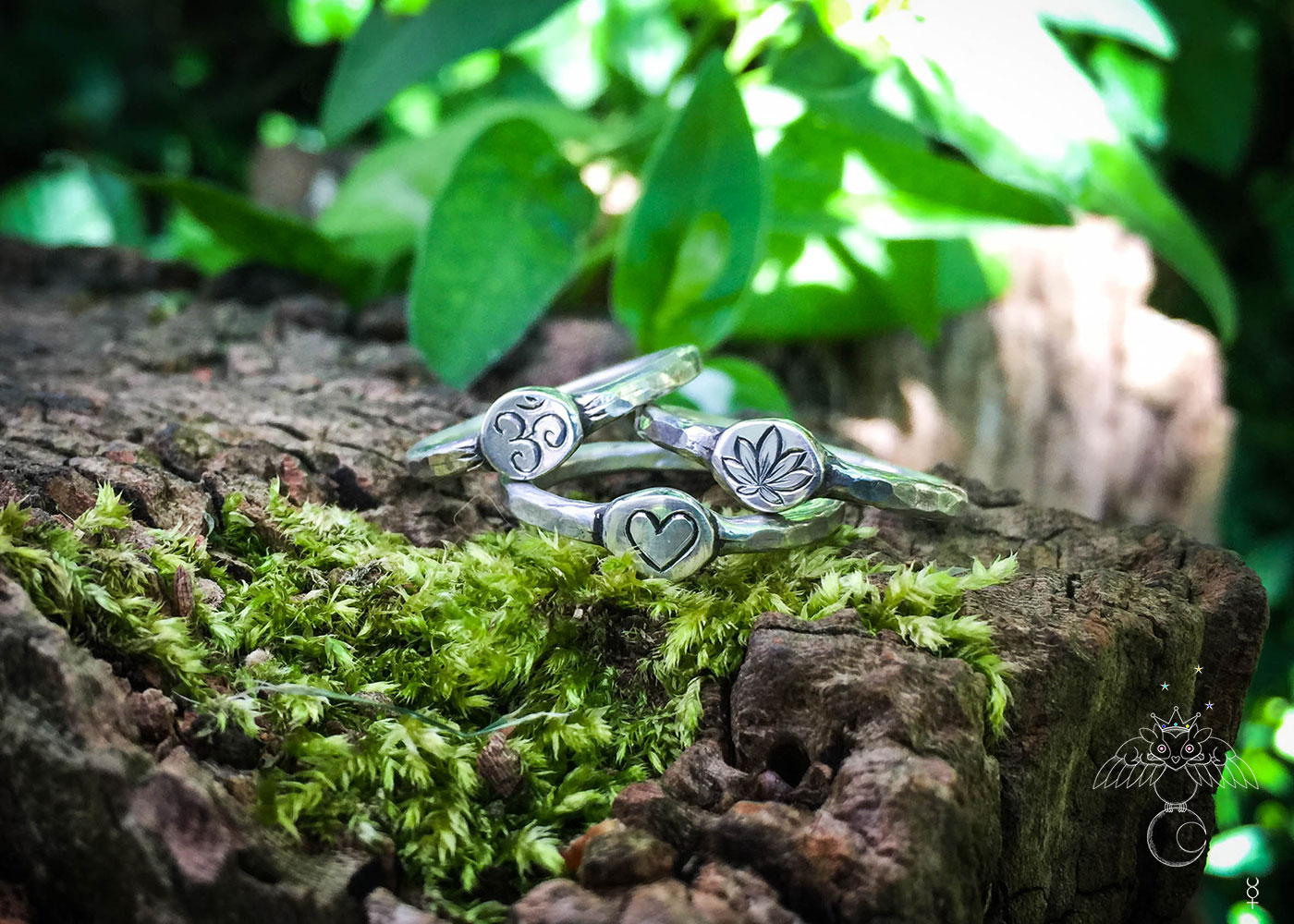 handcrafted and recycled silver symbols of love personalised initial stacking rings