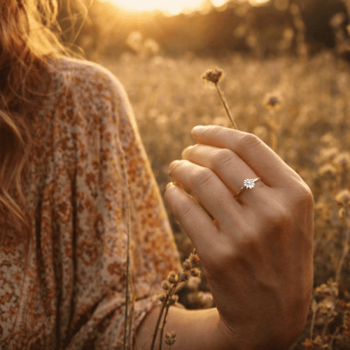 daisy ring handcrafted from sterling silver flatware and 24ct gold