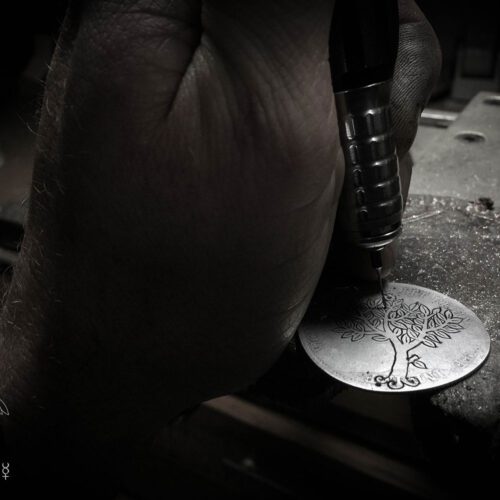 Handcrafted and recycled silver coin Elder tree necklace