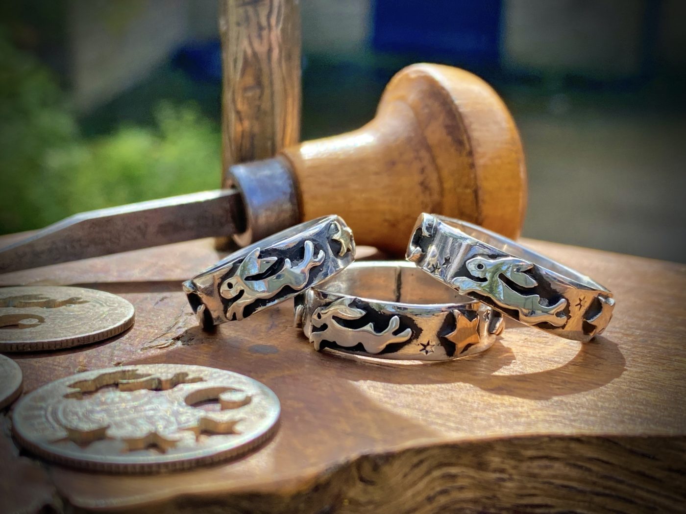 magical leaping hare rings made from ethical silver