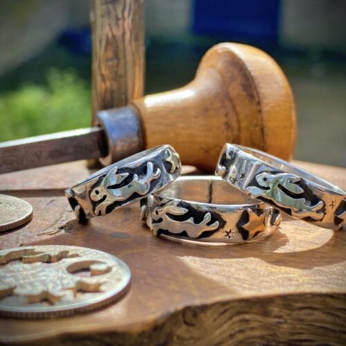 magical leaping hare rings made from ethical silver