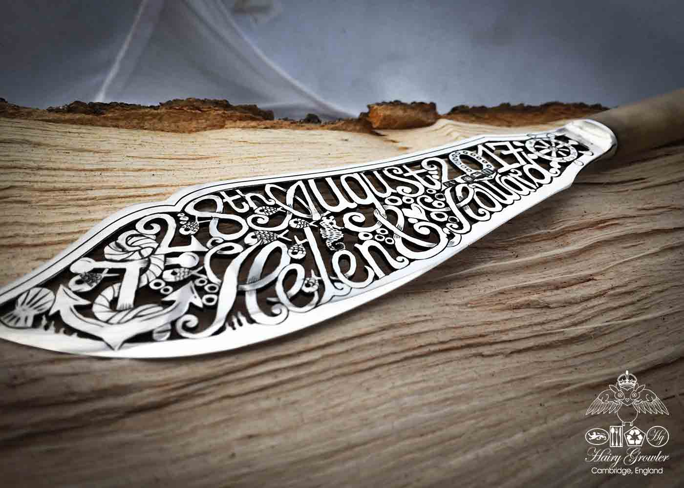 Ethical wedding gifts and heirloom quality wedding cakes knives created from transformed antique silver.