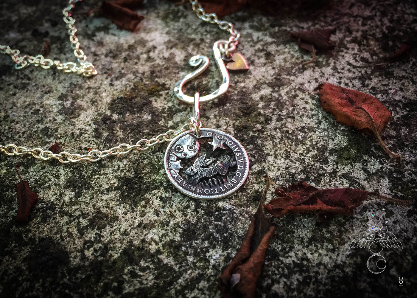 Leaping hare coin jewellery. Magical leaping hare silver necklace handcrafted and eco-conscious.